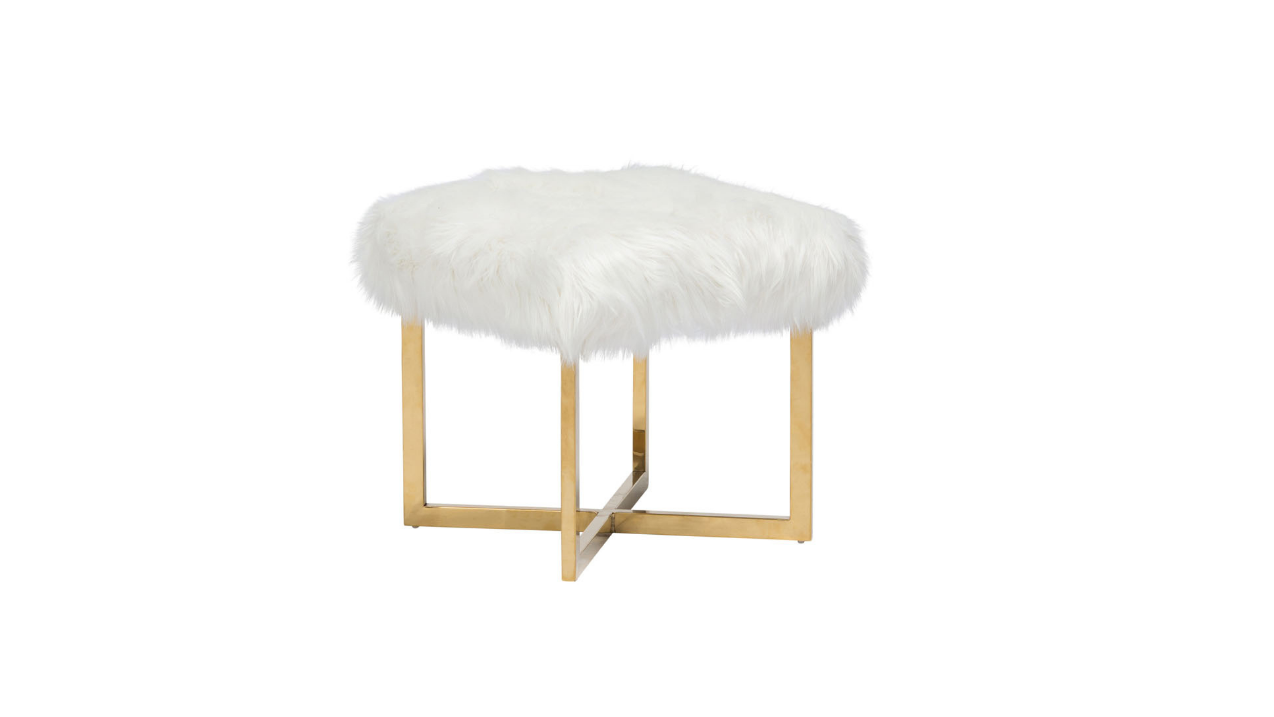 Bristol Ottoman Gold with white fur - Angle