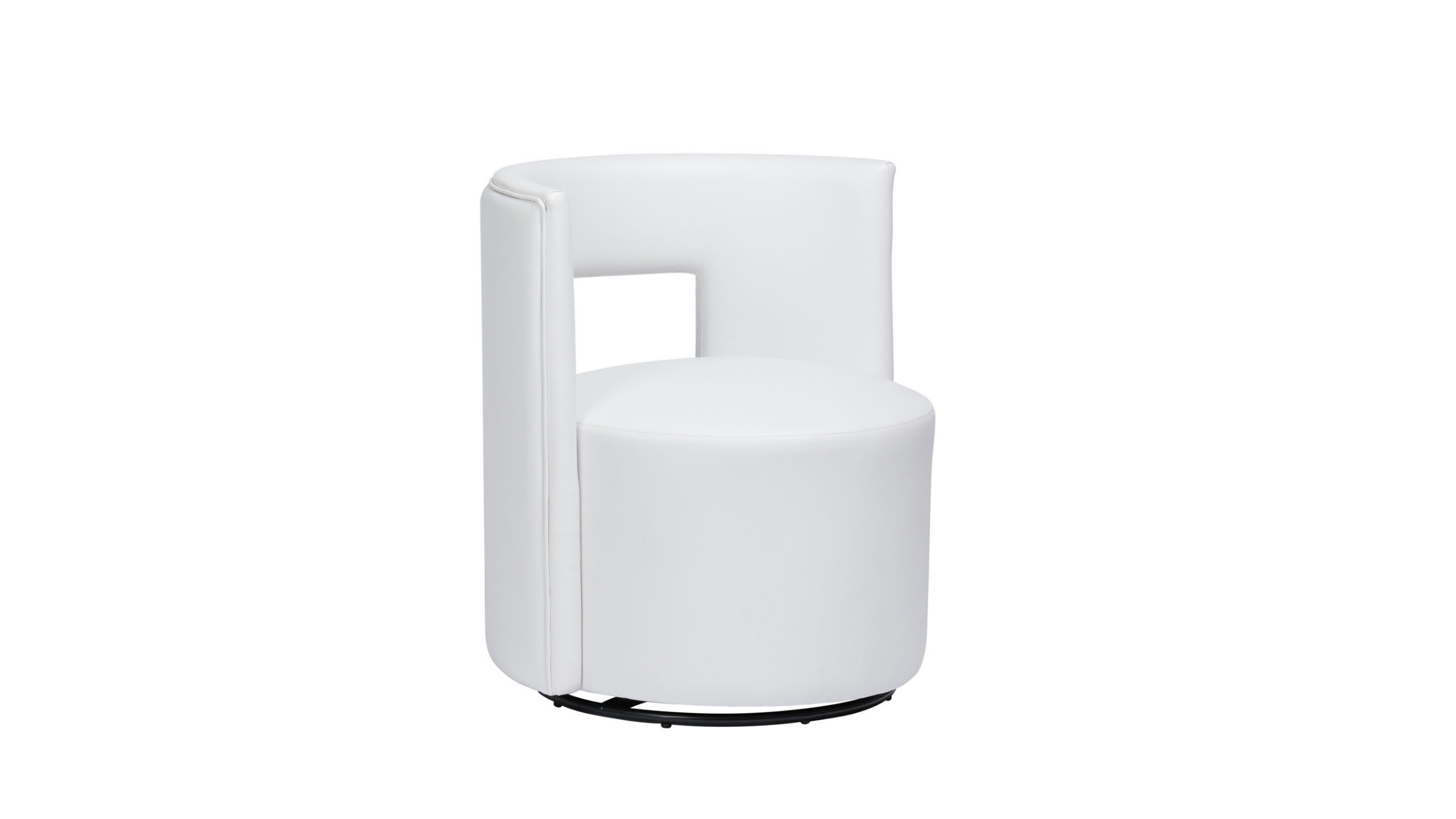 White Leather Swivel - Angle